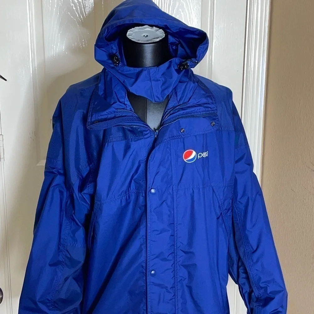 Pepsi Cola Jacket Adult XLarge Navy Full Zip Hooded Lined Aramark Uniform Coat  - Picture 5 of 12